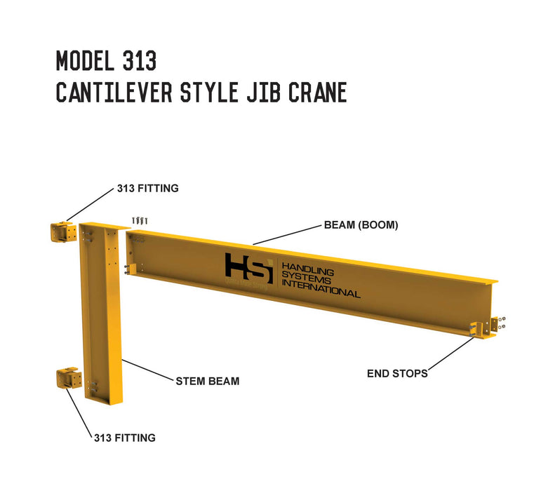 Cantilever Jib Crane Wall/Column Mounted - 1/2 Ton (1,000 lbs)