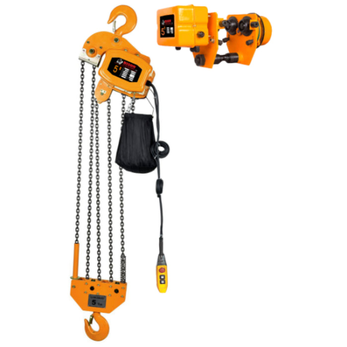 Electric Chain Hoist - Bison 5 Ton Single Phase Hoist - 4.2 ft/min