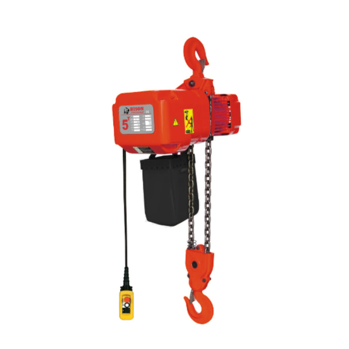 Electric Chain Hoist - Bison 5 Ton Three Phase Hoist - Dual Speed 12.1/3.6 ft/min