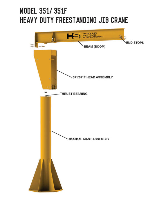 Foundationless Heavy Duty Jib Crane - 1/2 Ton (1,000 lbs)