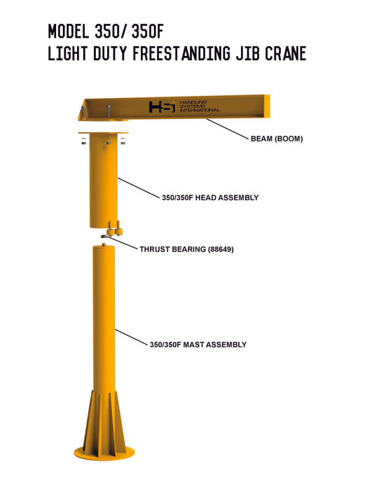 Foundationless Light Duty Jib Crane - 1 Ton (2,000 lbs)