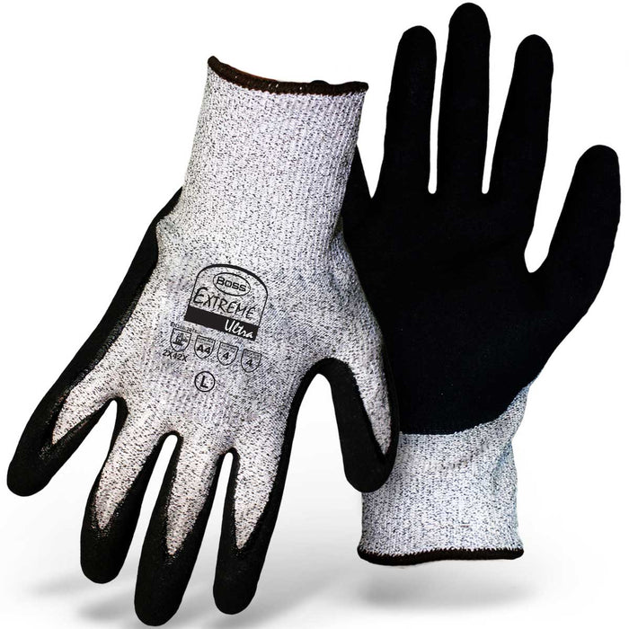 Seamless Knit HPPE Blended Glove with Double-Dipped Sandy Foam Nitirle Coated Palm & Fingertips (12 pairs)