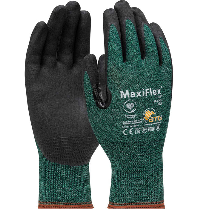 Seamless Knit Engineered Yarn Glove with Premium Nitrile Coated MicroFoam Grip on Palm & Fingers - Touchscreen Compatible (12 pairs)