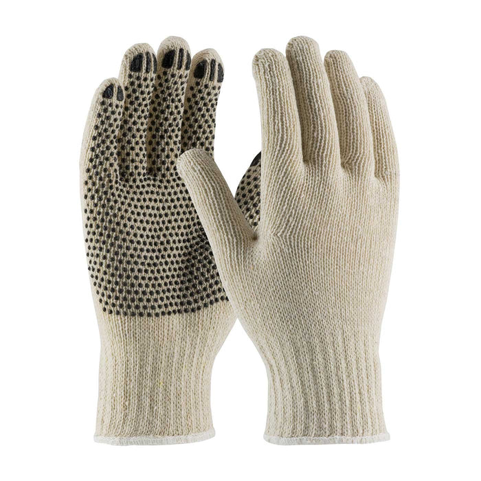 Regular Weight Seamless Knit Cotton/Polyester Glove with PVC Dotted Grip (12 pairs)