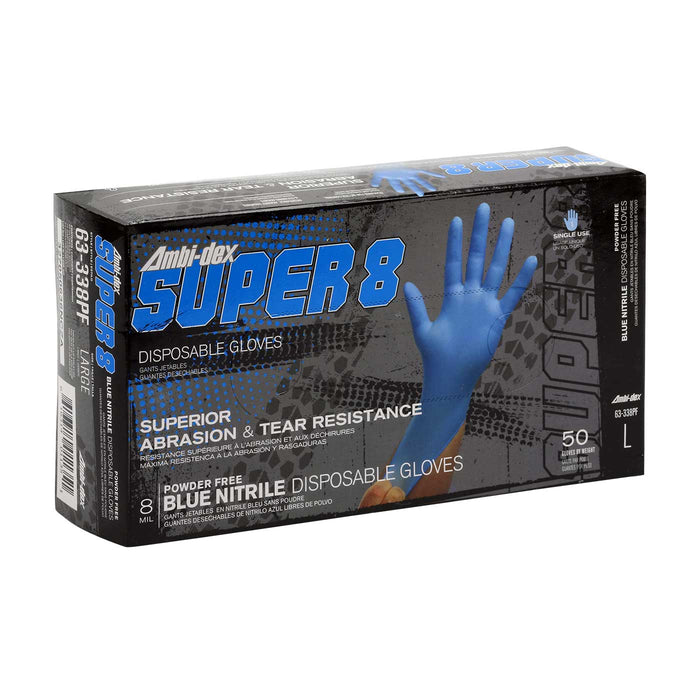 Disposable Nitrile Glove, Powder Free with Textured Grip - 8 mil (Box of 50)