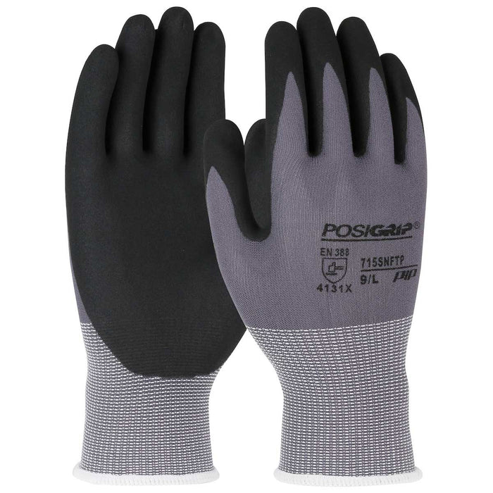 Premium Seamless Knit Nylon/Spandex Glove with Nitrile Coated Foam Grip on Palm & Fingers (12 Pairs)