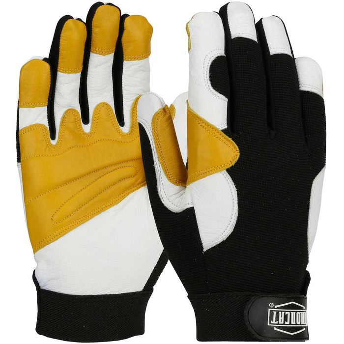 Heavy Duty Top Grain Goatskin Leather Reinforced Palm Glove with Fabric Back (12 pairs)