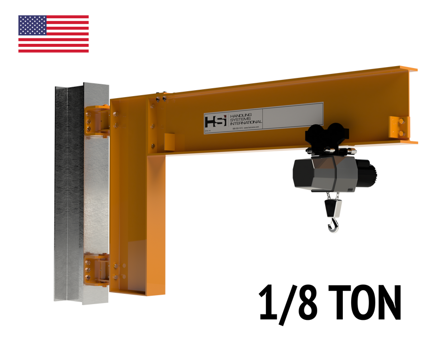 Cantilever Jib Crane Wall/Column Mounted - 1/8 Ton (250 lbs)
