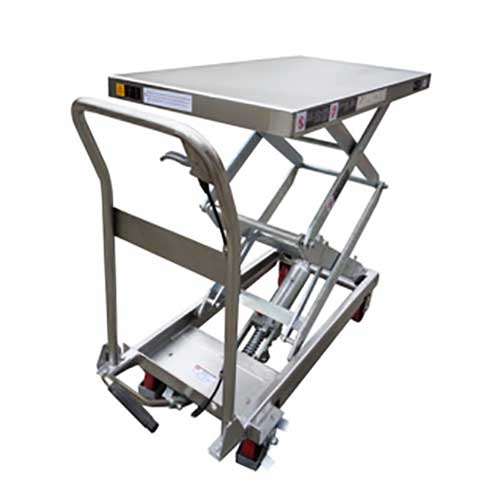 Stainless Manual Lift Table-Platform Size: 19.75"X35.75"-Cap: 2200 Lbs