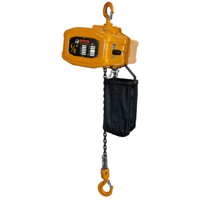 Electric Chain Hoist - Bison 1/2 Ton Single Phase Hoist - 21 ft/min