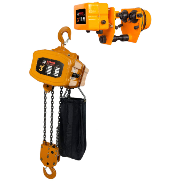 Electric Chain Hoist - Bison 3 Ton Single Phase Hoist - 7 ft/min