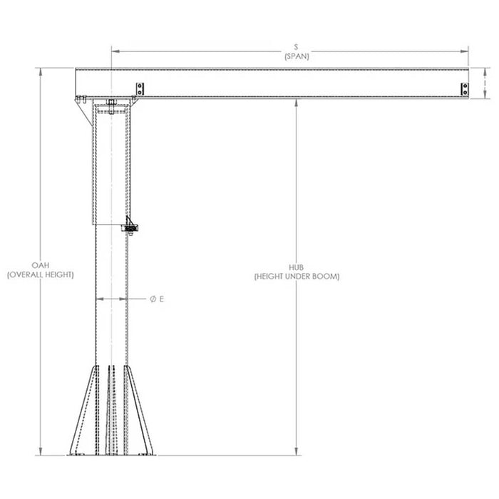 Heavy Duty Freestanding Jib Crane - 3/4 Ton (1,500 lbs)