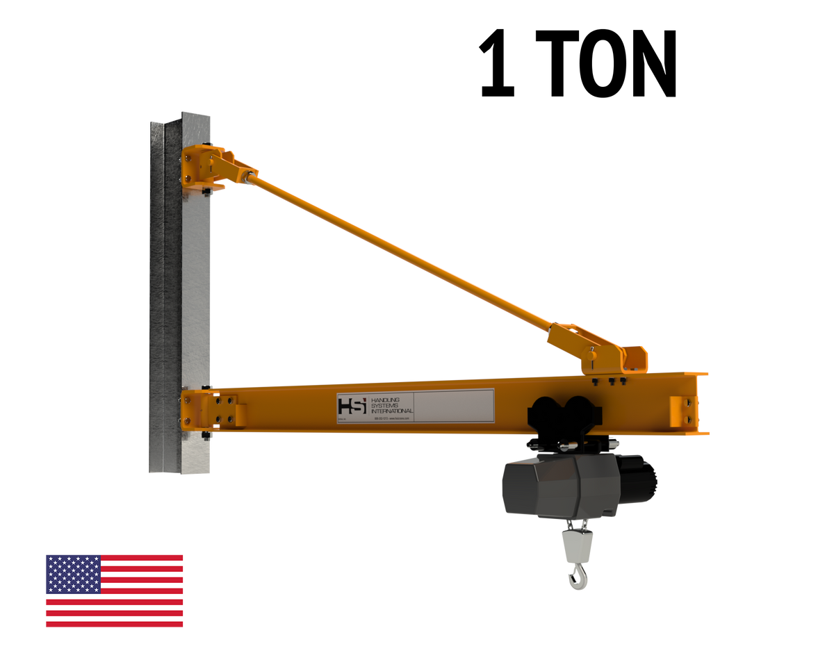 Jib Crane 1 Ton (2,000 lbs) Wall/Column Mounted Tie Rod Style — Fort